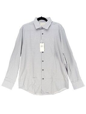 Construct Shirt Mens Large Blue & White Plaid Long Sleeve Button Up *NWT*